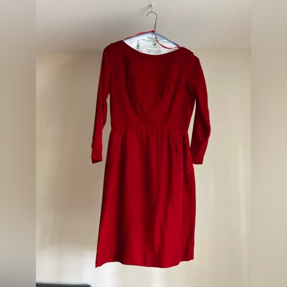 Vintage (1950s-1960s) red velvet sheath dress - Picture 2 of 4